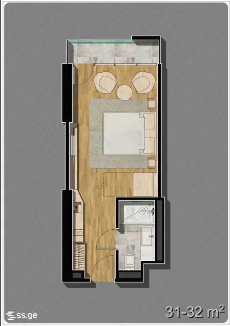 1-pok. mieszkanie 31 m², Bagrationi District — zdjęcie 2 z 2