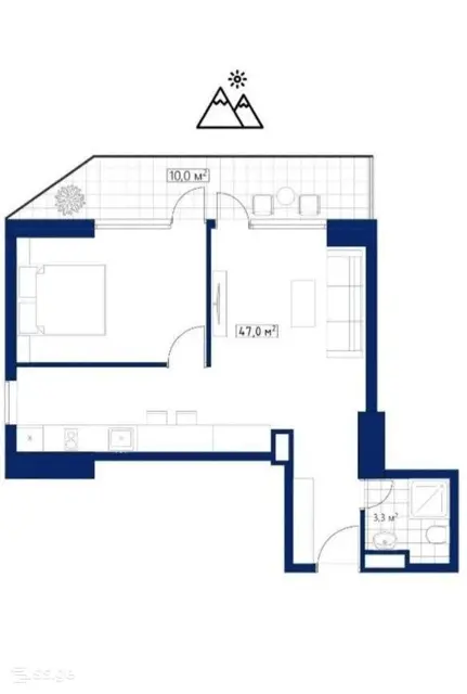 2-pok. mieszkanie 56 m², Khimshiashvili District — zdjęcie 2 z 4